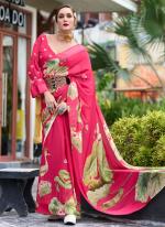 Georgette Pink Festival Wear Printed Saree